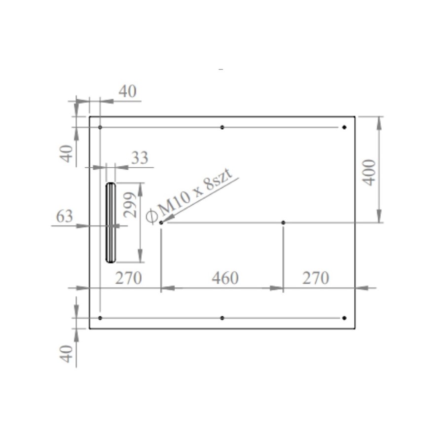 White 1000x800 30mm Slimmine Tray w/  Linear Waste - Coast 
