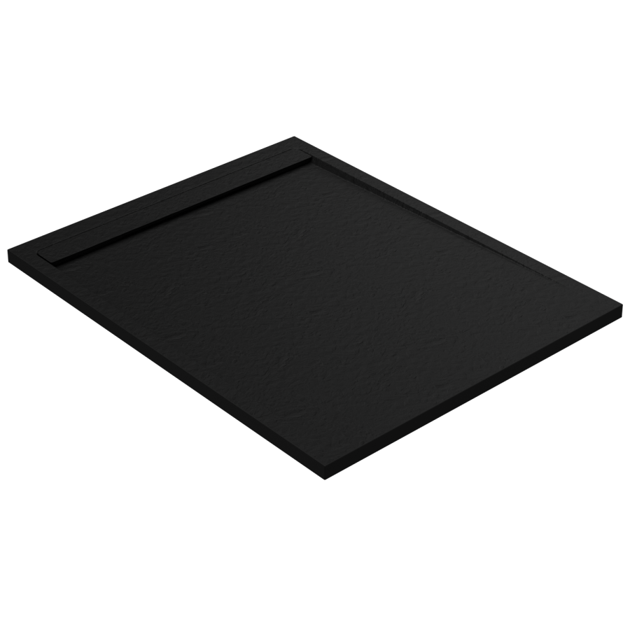 Black 1400x800 Rectangular Shower Tray 30mm Low-Profile - Slate Cast Marble