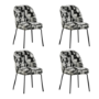 Set of 4 Cream and Black Jacquard Fabric Dining Chairs - Colette