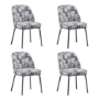 Set of 4 Cream and Grey Jacquard Fabric Dining Chairs - Colette