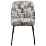 Set of 4 Cream and Grey Jacquard Fabric Dining Chairs - Colette