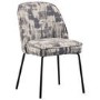 Set of 4 Cream and Grey Jacquard Fabric Dining Chairs - Colette