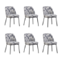 Set of 6 Cream and Grey Jacquard Fabric Dining Chairs - Colette