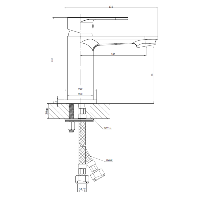 Black Cloakroom Mono Basin Mixer Tap With Waste - Como