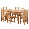 Corona Mexican Solid Pine Dining Set with 6 Dining Chairs