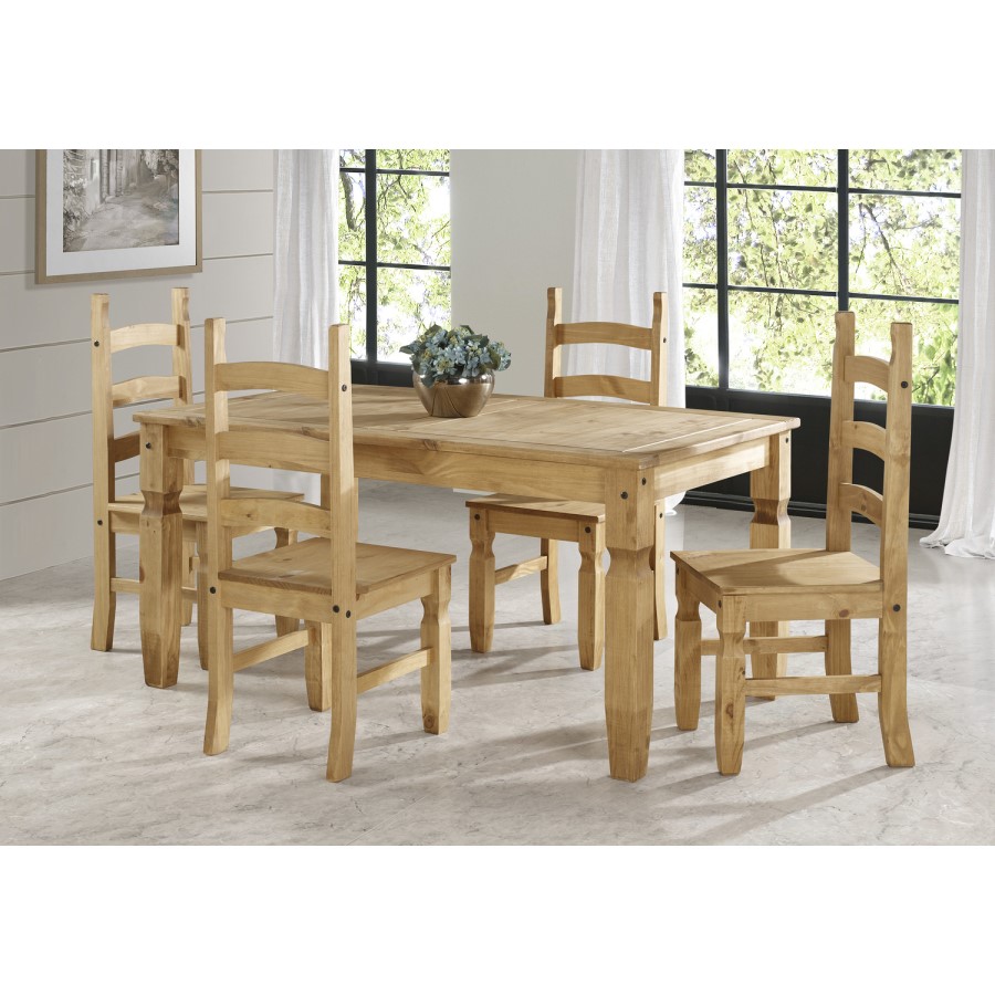 Corona Pine Solid Wood Dining Set with 1 Table & 4 Chairs