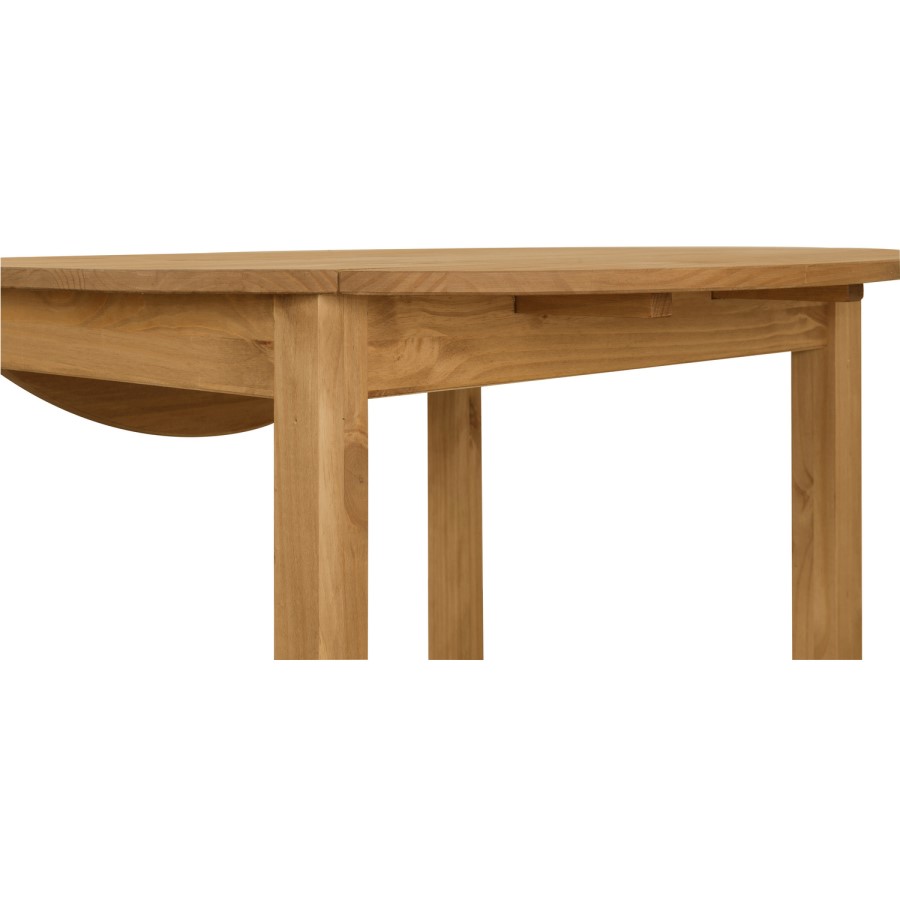 Corona Solid Pine Round Drop Leaf Dining Table - 4 Seater