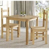 Corona Mexican Solid Pine Square Dining Set with 2 Dining Chairs