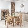 Small Square Dining Table with 4 Dining Chairs in Solid Pine - Corona