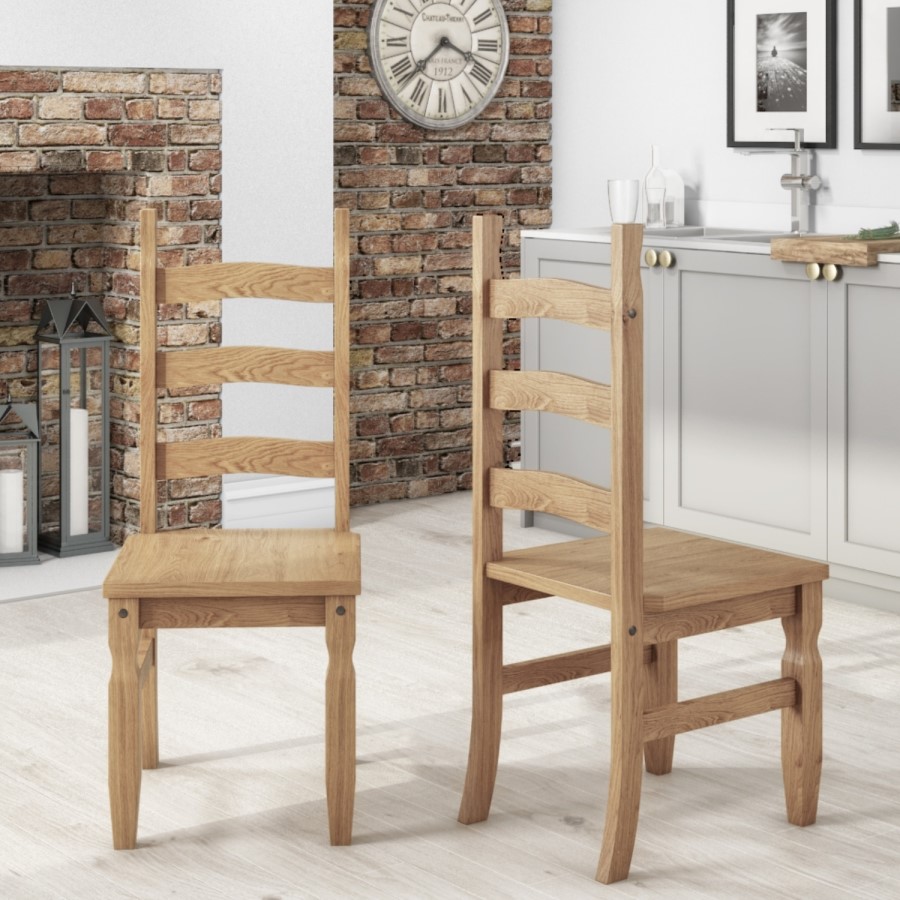 Small Square Dining Table with 4 Dining Chairs in Solid Pine - Corona