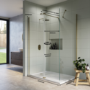 Brushed Brass 1600 x 800mm Walk In Shower Enclosure with Hinged Return Panel and Shower Tray - Corvus