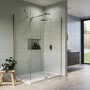 Brushed Brass 1600 x 800mm Walk In Shower Enclosure with Hinged Return Panel and Shower Tray - Corvus