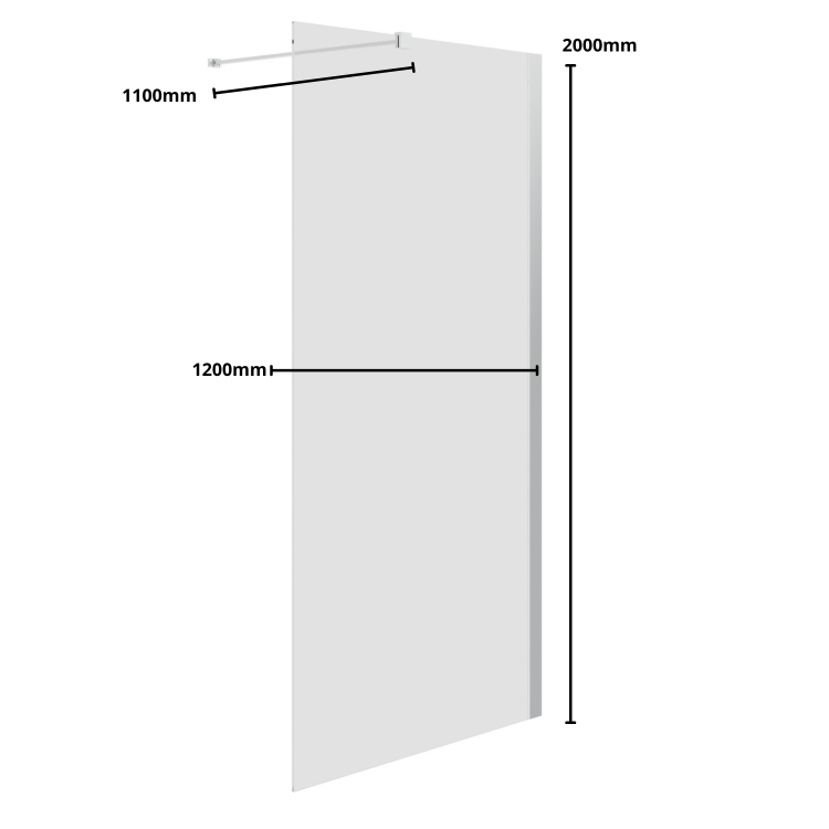 1200mm Frameless Wet Room Shower Screen - Corvus