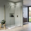 1400x800mm Brushed Brass Frameless Walk In Shower Enclosure wit 300mm Hinged Flipper Panel and Shower Tray - Corvus