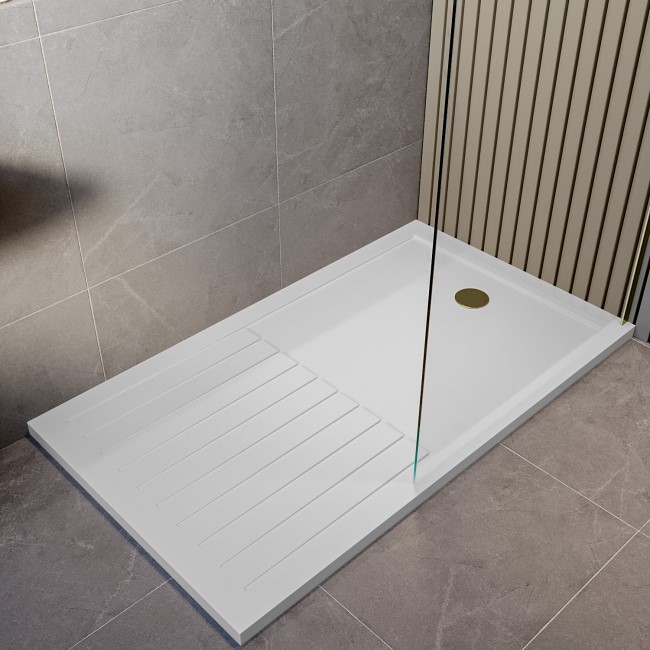 1700 x 800mm BrassWalk in Shower Enclosure Suite with Ashford Toilet and Basin