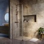 900mm Brushed Bronze Shower Screen for Wet Room & Walk In Shower with 300mm Hinged Flipper Return Panel - Corvus