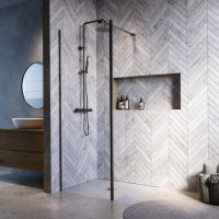 700mm Gunmetal Shower Screen for Wet Room & Walk In Shower with 300mm Fixed Panel – Corvus 700mm Gunmetal Shower Screen for Wet Room & Walk In Shower with 300mm Fixed Panel – Corvus