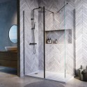 BUN/CORGM800/98135 1400x900mm Gunmetal Grey Walk-In Shower Screen Enclosure with Fixed Return Panel – Corvus