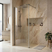 800mm Gunmetal Grey Shower Screen for Wet Room & Walk In Shower with 300mm Hinged Flipper Return Panel - Corvus