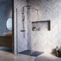 800mm Gunmetal Grey Shower Screen for Wet Room & Walk In Shower with 300mm Hinged Flipper Return Panel - Corvus