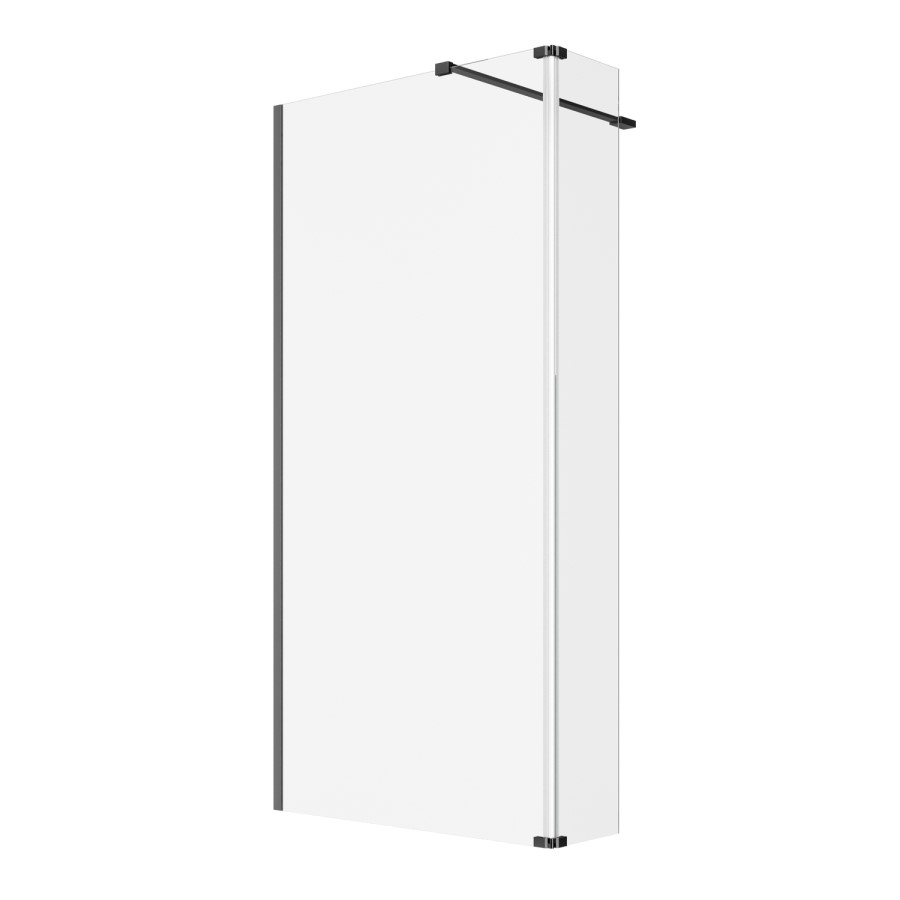 900mm Gunmetal Grey Shower Screen for Wet Room & Walk In Shower with 300mm Hinged Flipper Return Panel - Corvus