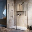 BUN/CORNK1000/96971 1600x800mm Brushed Nickel Walk-In Shower Enclosure with Hinged Fixed Panel – Corvus
