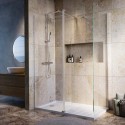 BUN/CORNK1000/96971 1600x800mm Brushed Nickel Walk-In Shower Enclosure with Hinged Flipper Return Panel – Corvus