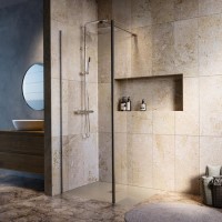 900mm Brushed Nickel Shower Screen for Wet Room & Walk In Shower with 300mm Fixed Panel – Corvus