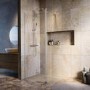 900mm Nickel Shower Screen for Wet Room & Walk In Shower with 300mm Hinged Flipper Return Panel - Corvus