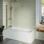 Single Ended Shower Bath with Front Panel & Brushed Bath Screen 1500 x 750mm - Cotswold