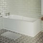 Single Ended Shower Bath with Front Panel & Brushed Bath Screen 1500 x 750mm - Cotswold