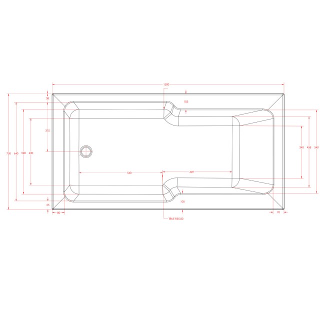 Single Ended Shower Bath with Front Panel & Brass Bath Screen 1500 x 750mm - Cotswold