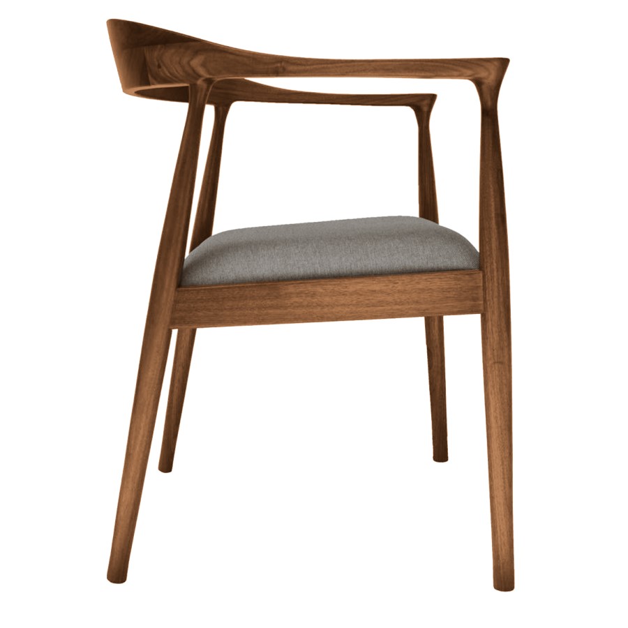 Walnut Dining Table with 6 Curved Walnut Dining Chairs - Cooper
