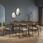 Walnut Dining Table with 6 Curved Walnut Dining Chairs - Cooper