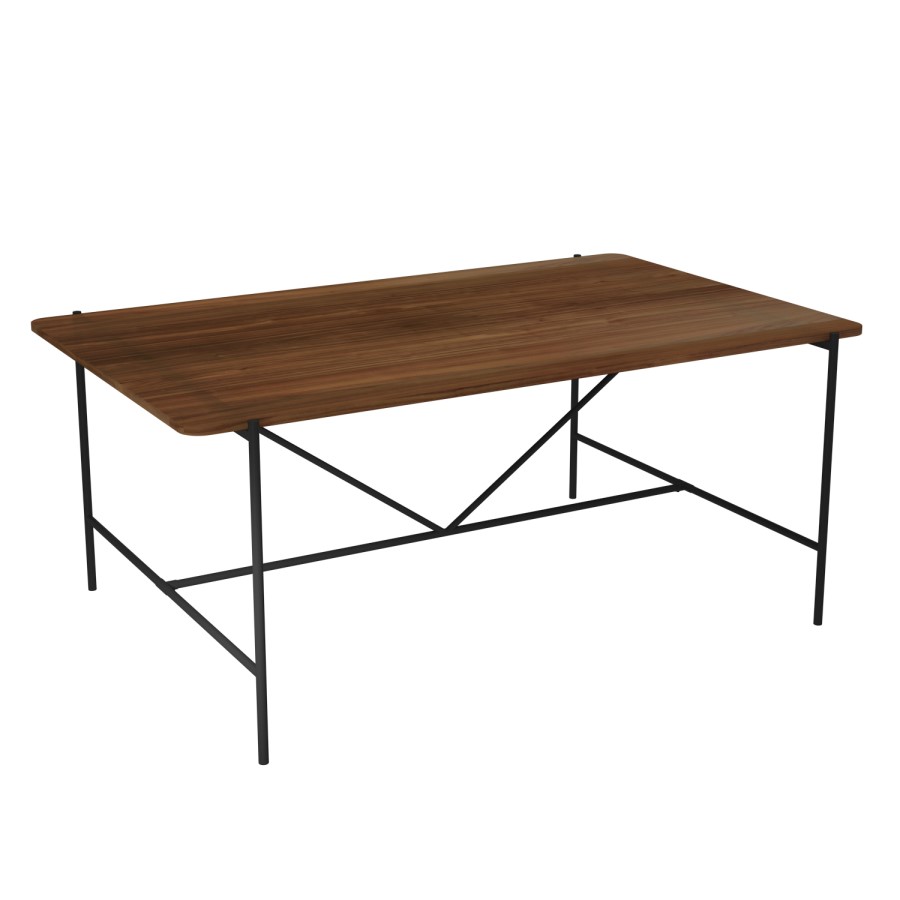 Walnut Dining Table with 6 Curved Walnut Dining Chairs - Cooper