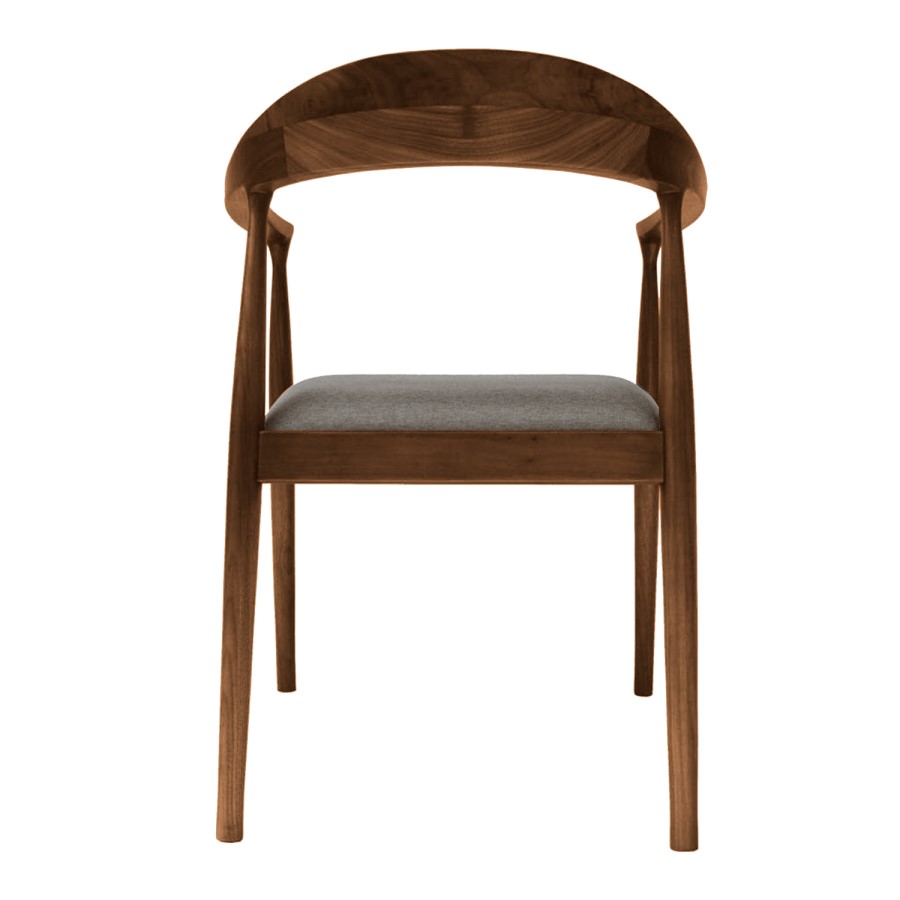 Walnut Dining Table with 6 Curved Walnut Dining Chairs - Cooper