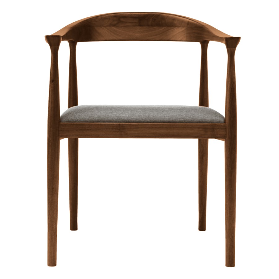 Walnut Dining Table with 6 Curved Walnut Dining Chairs - Cooper