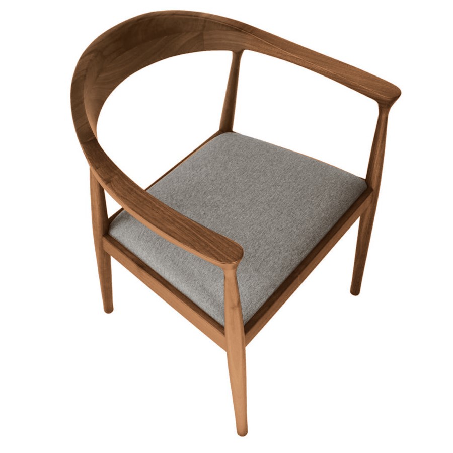 Walnut Dining Table with 6 Curved Walnut Dining Chairs - Cooper