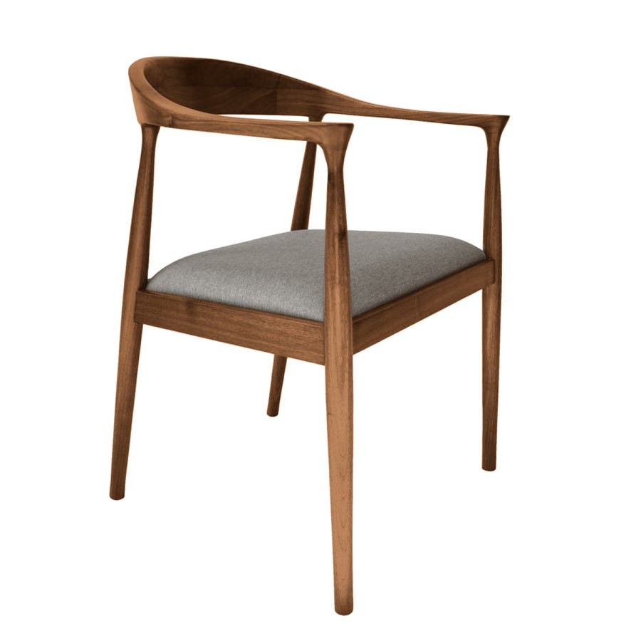 Walnut Dining Table with 6 Curved Walnut Dining Chairs - Cooper