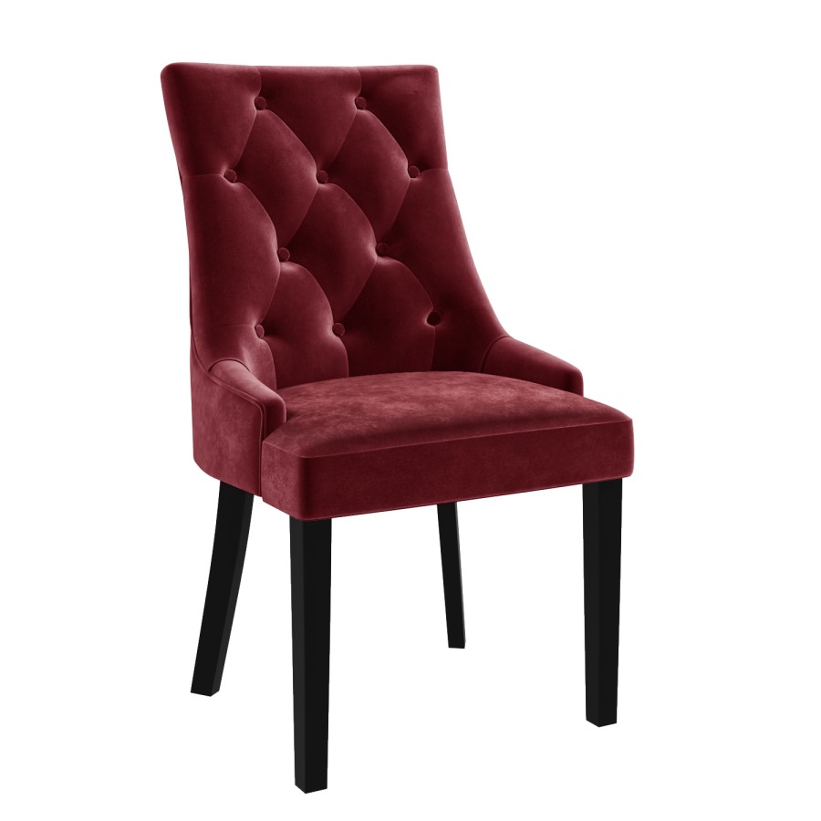Walnut Dining Table with 8 Wine Velvet Dining Chairs - Cooper