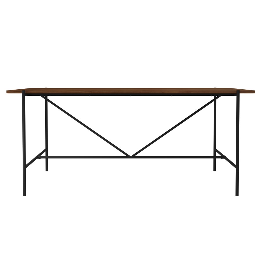 Walnut Dining Table with 8 Wine Velvet Dining Chairs - Cooper