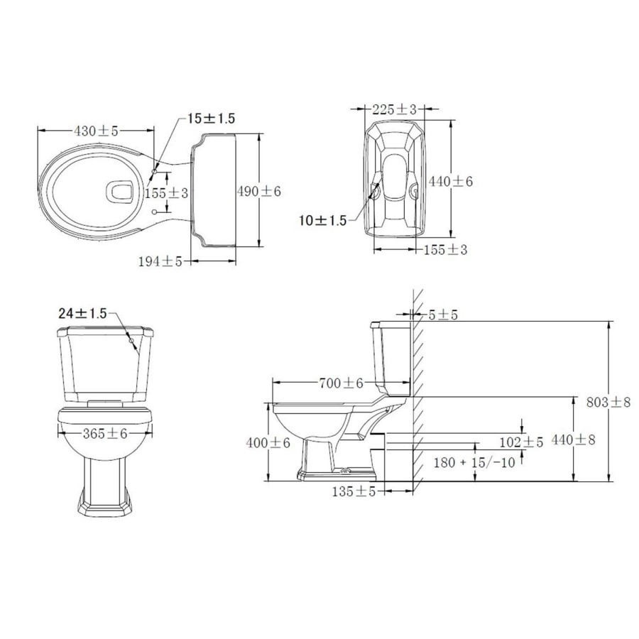 Taylor & Moore Traditional Close Coupled Toilet with Soft Close Seat