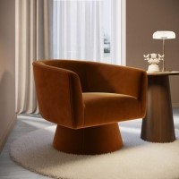 Burnt Orange Velvet Swivel Accent Chair - Cairo