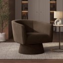 BUN/CRR004/97809 Brown Velvet Swivel Accent Chair - Cairo