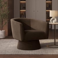 Brown Velvet Swivel Accent Chair - Cairo