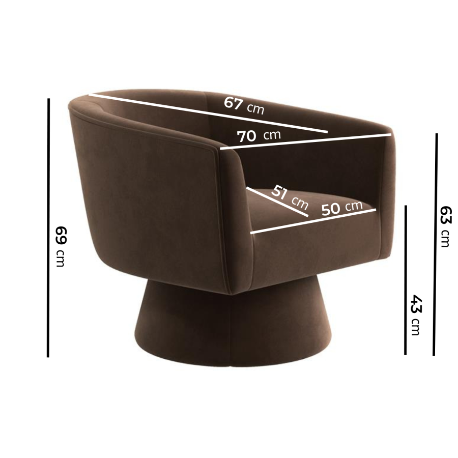 Brown Velvet Swivel Accent Chair - Cairo