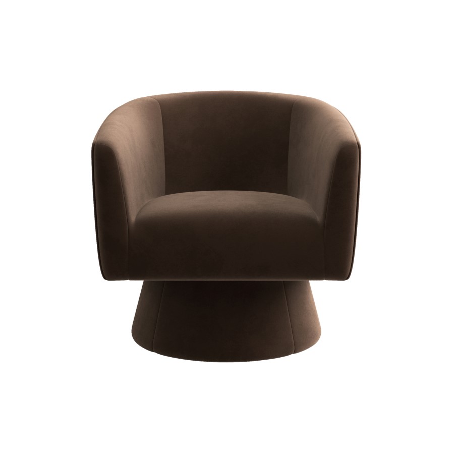 Brown Velvet Swivel Armchair - Cairo