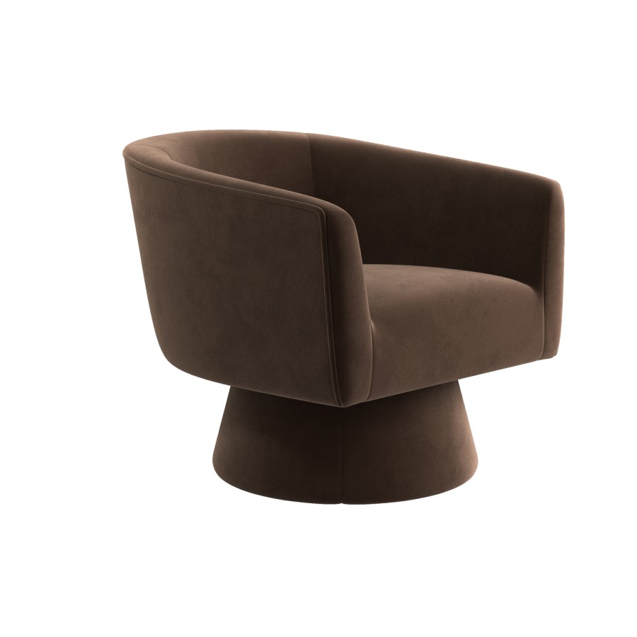 Brown Velvet Swivel Armchair - Cairo
