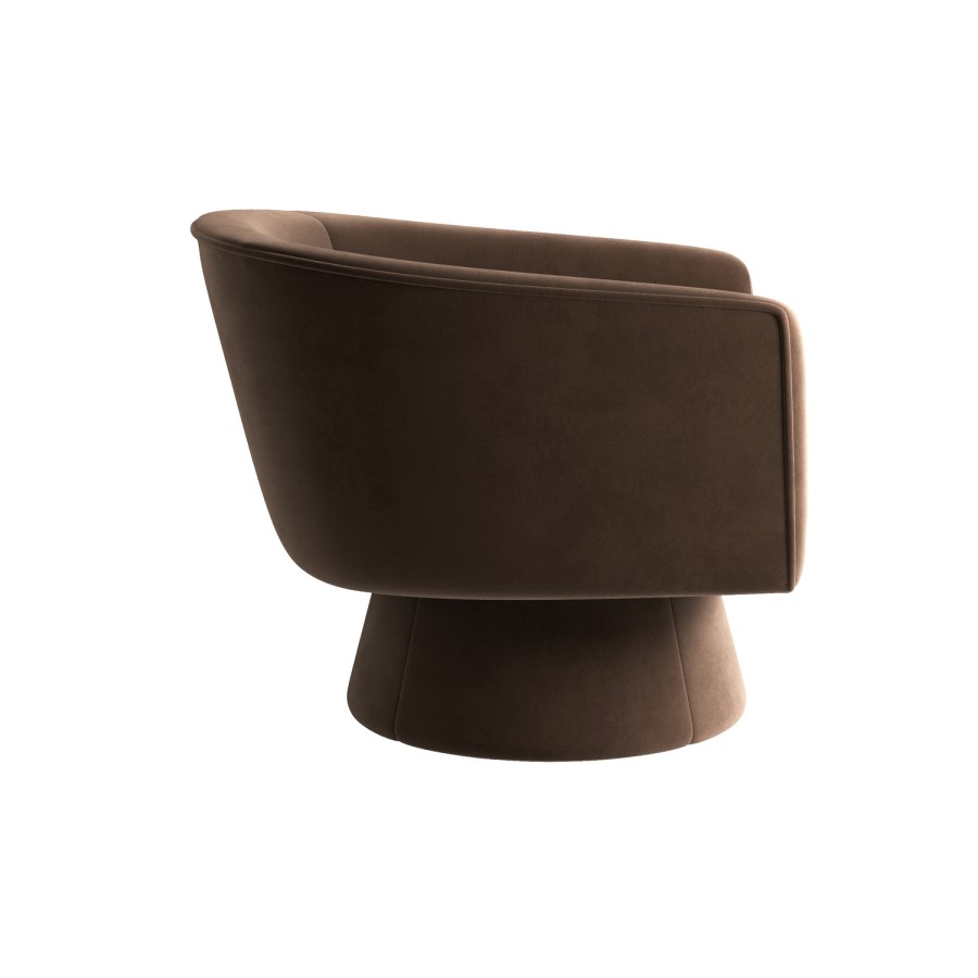 Brown Velvet Swivel Armchair - Cairo