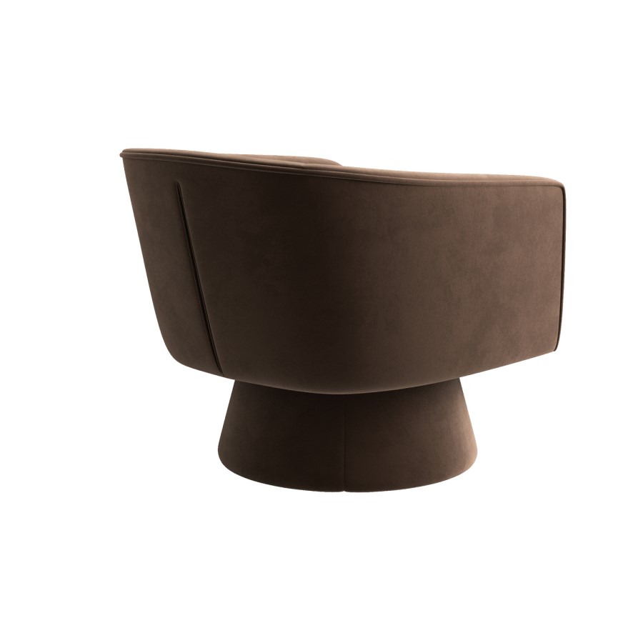 Brown Velvet Swivel Armchair - Cairo